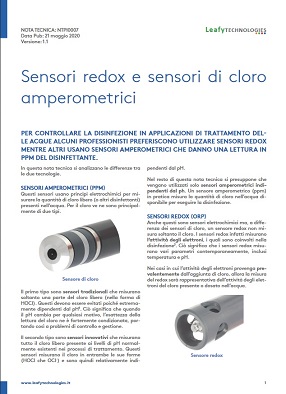 Nota tecnica con un confronto tra sensori redox ed amperometrici