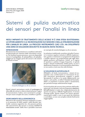 Nota tecnica sullo sporcamento dei sensori